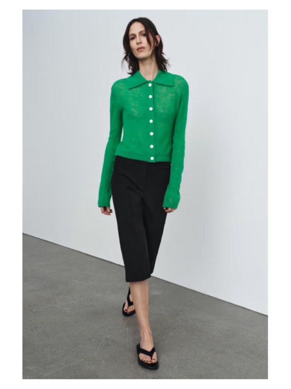 Zara polo collar cardigan 1957/005/500 GREEN